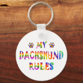 Dachshund Rules Fun Sleutelhanger (Voorkant)