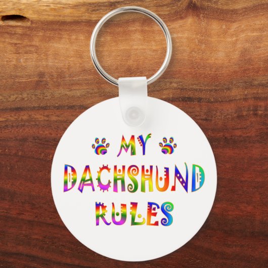 Dachshund Rules Fun Sleutelhanger (Voorkant)
