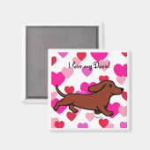 Dachshund Running Cartoon Magneet (Voorkant / Achterkant)