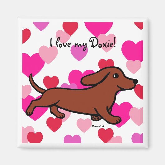 Dachshund Running Cartoon Magneet (Voorkant)