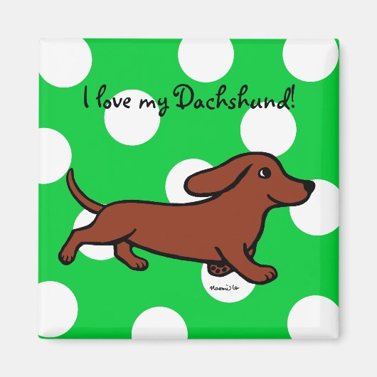 Dachshund Running Cartoon Magneet (Voorkant)