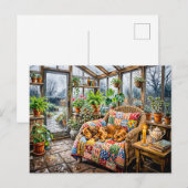 Dachshund rustend op patchworkstoel in Greenh Briefkaart (Voorkant / Achterkant)