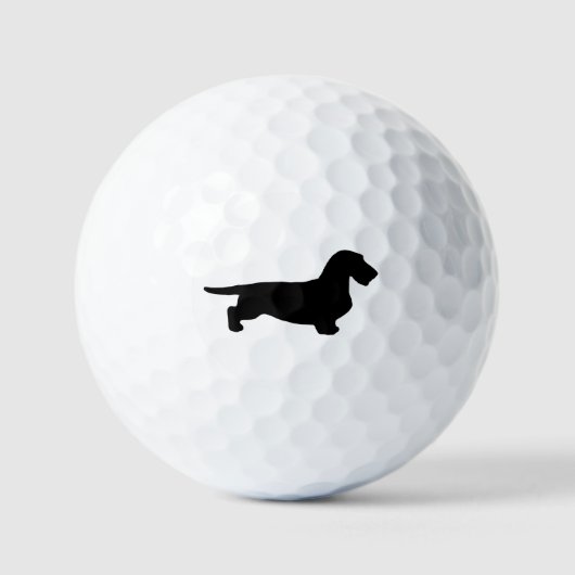 Dachshund Ruw Haar - Silhouet 1 Golfballen (Voorkant)