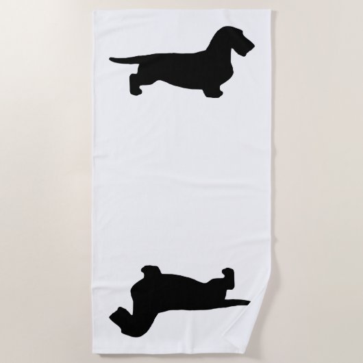 Dachshund Ruw Haar - Silhouet 1 Strandlaken (Voorkant)