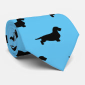 Dachshund Ruw Haar - Silhouet 1 Stropdas (Opgerold)