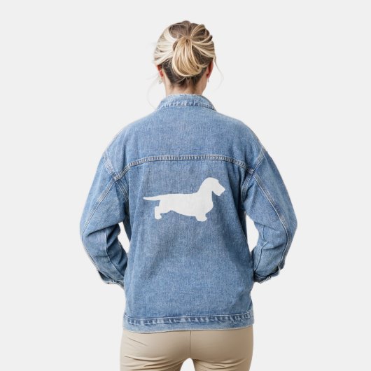 Dachshund Ruw Haar - Silhouet 2 Denim Jacket (Model)