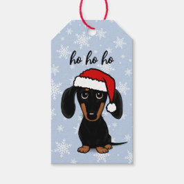 Dachshund Santa Black en Tan Wiener Hondenkerst Cadeaulabel