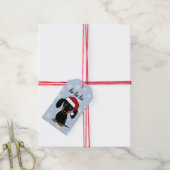 Dachshund Santa Black en Tan Wiener Hondenkerst Cadeaulabel (Met Touw)