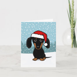 Dachshund Santa Black en Tan Wiener Hondenkerst Feestdagen Kaart