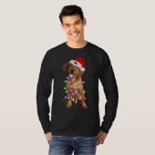 Dachshund Santa Christmas Tree Lights Xmas T-shirt (Voorkant volledig)