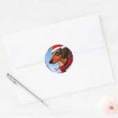Dachshund, Santa Dog, Persoonlijk, Kerstmis Ronde Sticker (Envelop)
