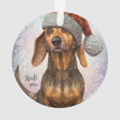 Dachshund, Santa Dog, Persoonlijk, kerstnaam Ornament (achterkant)