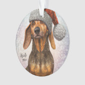 Dachshund, Santa Dog, Persoonlijk, kerstnaam Ornament (voorkant)