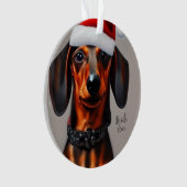 Dachshund, Santa Dog, Persoonlijk, kerstnaam Ornament (voorkant)