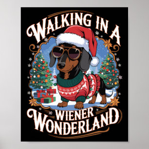 Dachshund Santa Hat Christmas Costume Hondenliefhe Poster