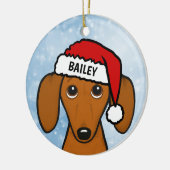 Dachshund Santa Hat Leuke Wiener Hond Aangepaste N Keramisch Ornament (Links)
