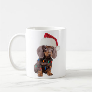 Dachshund Santa Hat met kerstverlichting Hondenlie Koffiemok