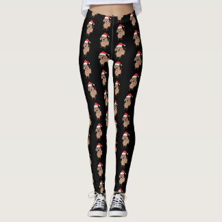 Dachshund Santa Hat met kerstverlichting Hondenlie Leggings