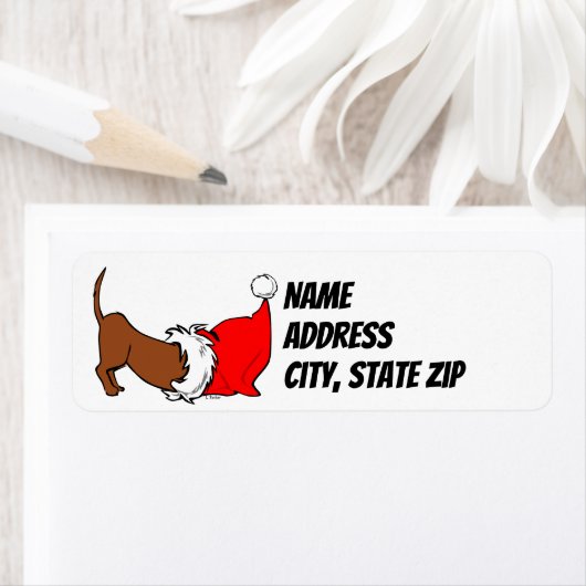 Dachshund Santa Hoed Kerstmis Retouradres Etiket (Insitu)