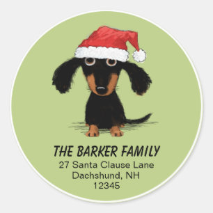Dachshund Santa Kerstmis vakantie retour adres Ronde Sticker