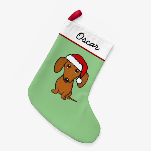 Dachshund Santa Leuke Wiener Hond Kleine Kerstsok (Voorkant (Hangend))