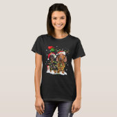 Dachshund  Santa Light Reindeer Hat in Snow Christ T-shirt (Voorkant volledig)
