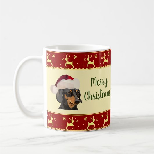 Dachshund Santa Merry Kerstmis Koffiemok (Links)