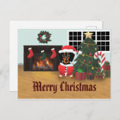 Dachshund Santa Merry-kerstscene Briefkaart (Voorkant / Achterkant)