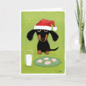Dachshund Santa met melk en kerst van koekjes Feestdagen Kaart (Voorkant)