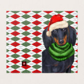 Dachshund Santa met Seasonal Pset Holiday Kaart (Buitenkant ongevouwen)