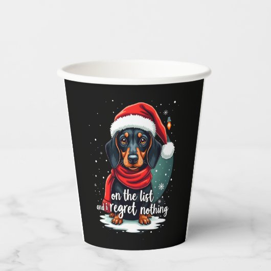 Dachshund Santa On The Naughty List Dachshund Chri Papieren Bekers (Voorkant)