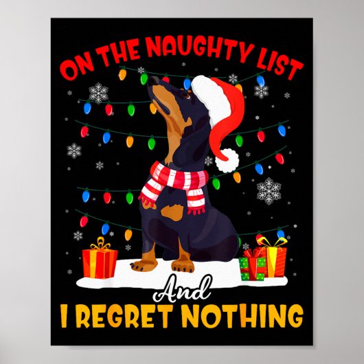 Dachshund Santa On The Naughty List Dachshund Chri Poster (Voorkant)