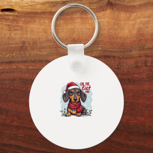 Dachshund Santa On The Naughty List Dachshund Chri Sleutelhanger (Voorkant)