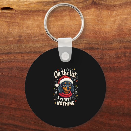 Dachshund Santa On The Naughty List Dachshund Chri Sleutelhanger (Voorkant)