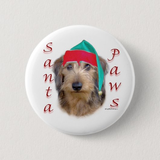 Dachshund Santa Paws Ronde Button 5,7 Cm (Voorkant)