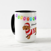 Dachshund Santa Personalized Mug Mok (Voorkant links)