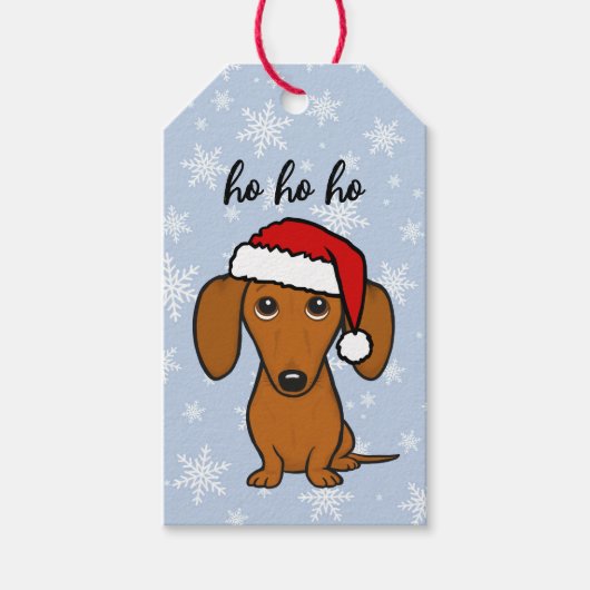 Dachshund Santa Schattige Kerstmis Wiener Hondenva Cadeaulabel (Voorkant)