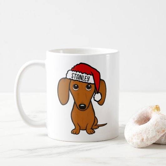 Dachshund Santa Schattige Wiener Dog Aangepaste na Koffiemok (Met donut)