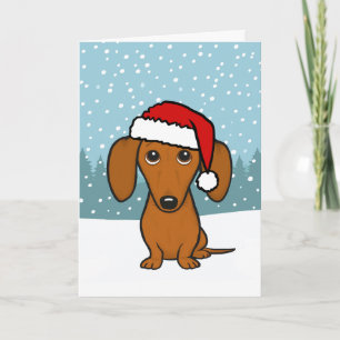 Dachshund Santa Schattige Wiener Hondenkerst Feestdagen Kaart
