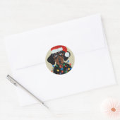 Dachshund Santa Tangled In Kerstmis Lichten Ronde Sticker (Envelop)