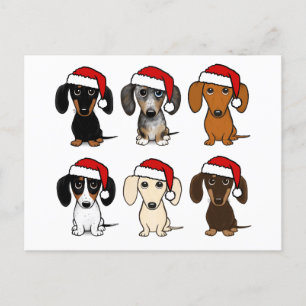 Dachshund Santas Kerstmis Huisdier Hond Vakantie A Briefkaart