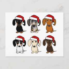 Dachshund Santas Kerstmis Huisdier Hond Vakantie A Briefkaart