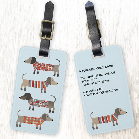 Dachshund Sausage Dog, gepersonaliseerd Bagagelabe Bagagelabel