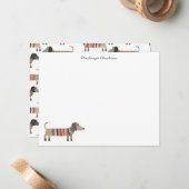 Dachshund Sausage Dog, gepersonaliseerd schrijfwer Notitiekaartje (Voorkant / Achterkant in situ)