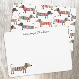 Dachshund Sausage Dog, gepersonaliseerd schrijfwer Notitiekaartje