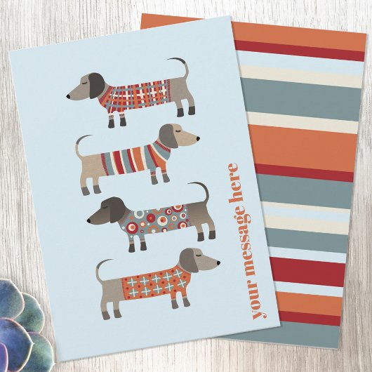 Dachshund Sausage Dog, gepersonaliseerde platte Ka Bedankkaart