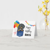 Dachshund Sausage Dog Persoonlijke Wenskaart Kaart (Gele Bloem)