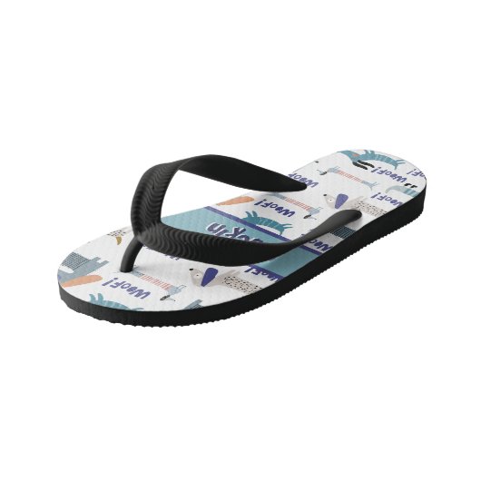 Dachshund Sause Blue Dog Wof Pattern Kinder Teenslippers (Schuin)