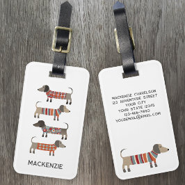 Dachshund Sause Dog - Aangepast Bagagelabel