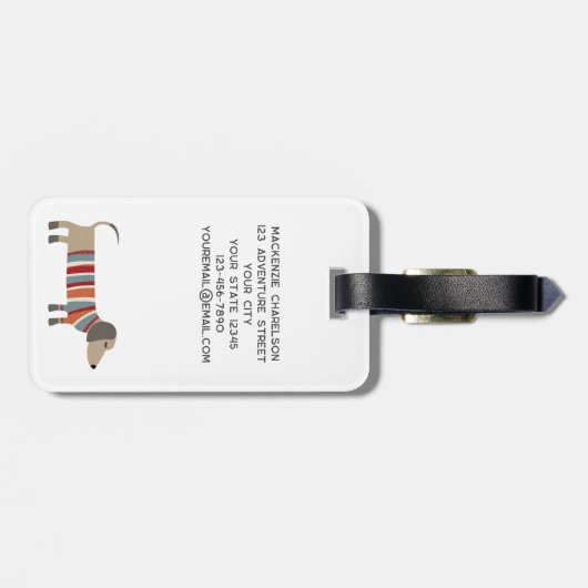 Dachshund Sause Dog - Aangepast Bagagelabel (Achterkant horizontaal)